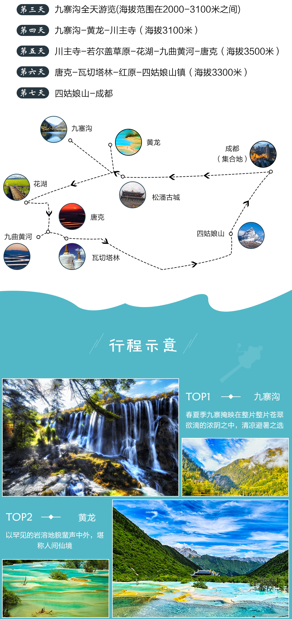 【川北九寨环线】5-9月 清凉九寨沟-人间瑶池黄龙-若尔盖花湖-九曲黄河日落-蜀山之后四姑娘山，藏地神韵7日环线！ - <夏季>2017游侠客全新川西北避暑清凉环线，全程深度游玩无购物，草原花海雪山美景绽放时