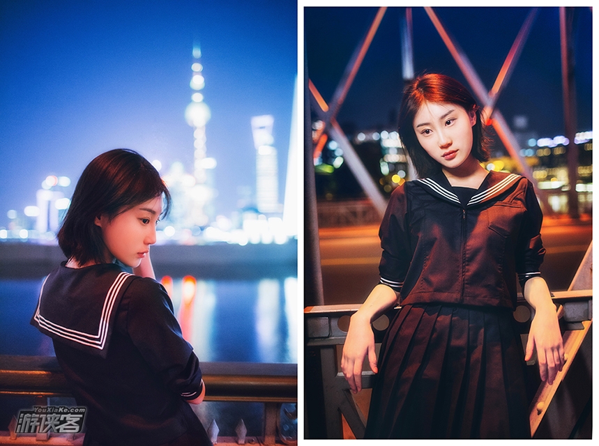 【主题人像—夜景拍摄】8.5晚周日, 华灯初上,外滩迷人夜景,人山人海寻找位置 灵活运用夜晚复杂光线,拍摄出不一样的人像