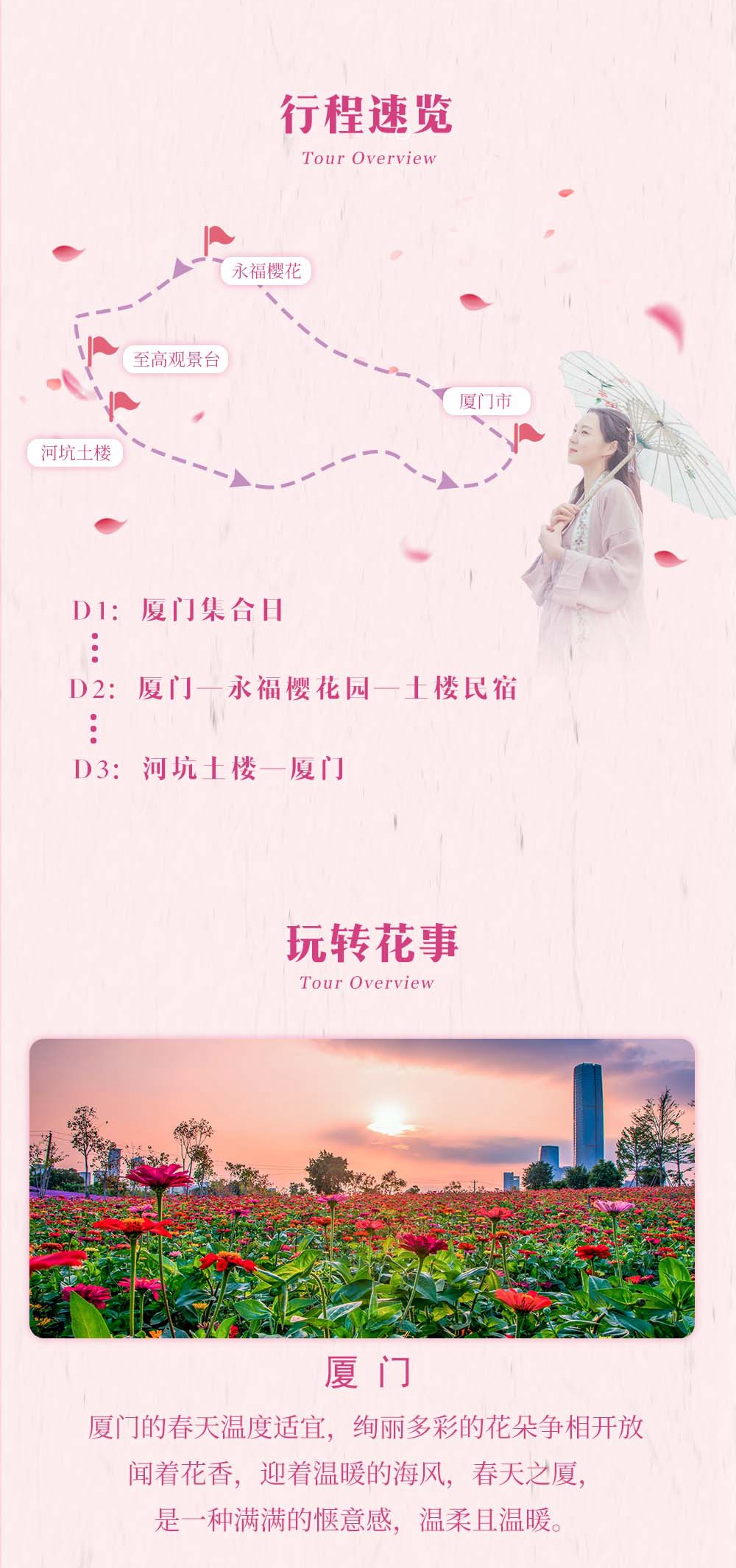 【闽西永福樱花+土楼】漫游10万株规模樱花园，粉红樱花雨-清新茶园-河坑土楼群-厦门全城春色，3天2晚浪漫赏花深度游，4人即可成行！ - <国家地理封面>中国绝美樱花圣地，土楼内制作客家小吃