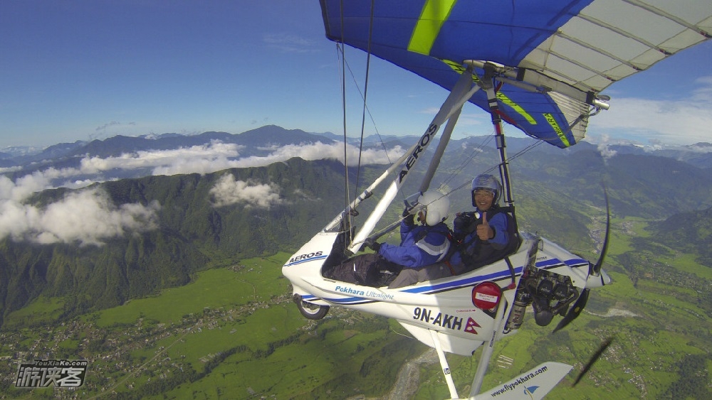 【尼泊尔玩乐 博卡拉滑翔机】落地免签费,三角翼/滑翔翼动力小飞机