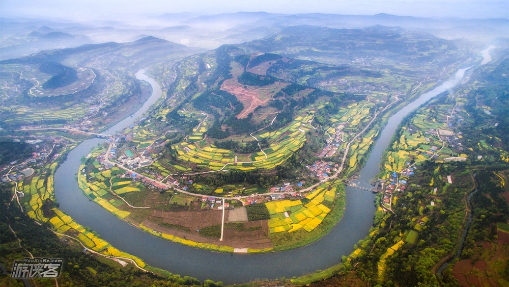 【赏花·凯江大回湾 四川版雅江大转弯,川西平原赏油菜花的"第一