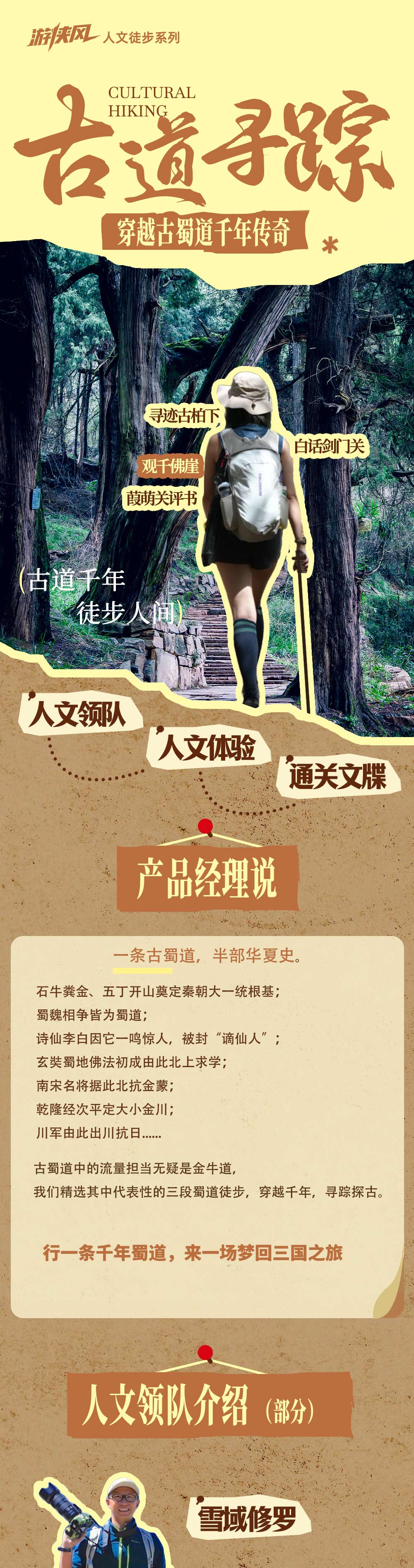 人文徒步・蜀道寻踪5日 | 中国人的朝圣之路 - 3段40公里金牛道精华 | 皇柏大道—翠云廊 | 李白成名处—剑门关 | 石窟艺术明珠—千佛崖/皇泽寺 | 蜀汉龙兴之地—昭化古城