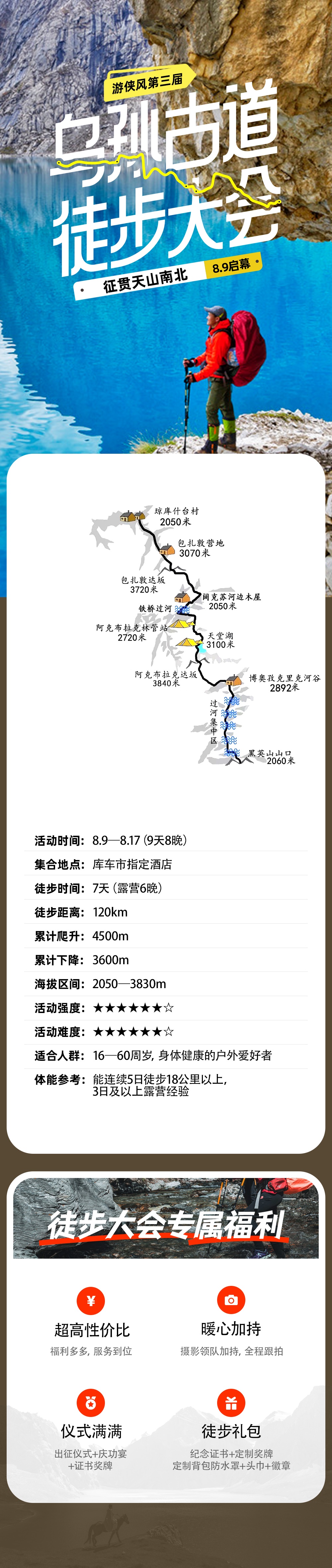 游侠风・第三届乌孙古道徒步大会・8.9启幕 - 120公里挑战之旅 | 穿越天山南北 | 梦幻天堂湖 | 摄影领队 | 奖牌证书 | 庆功晚宴 | 出征仪式