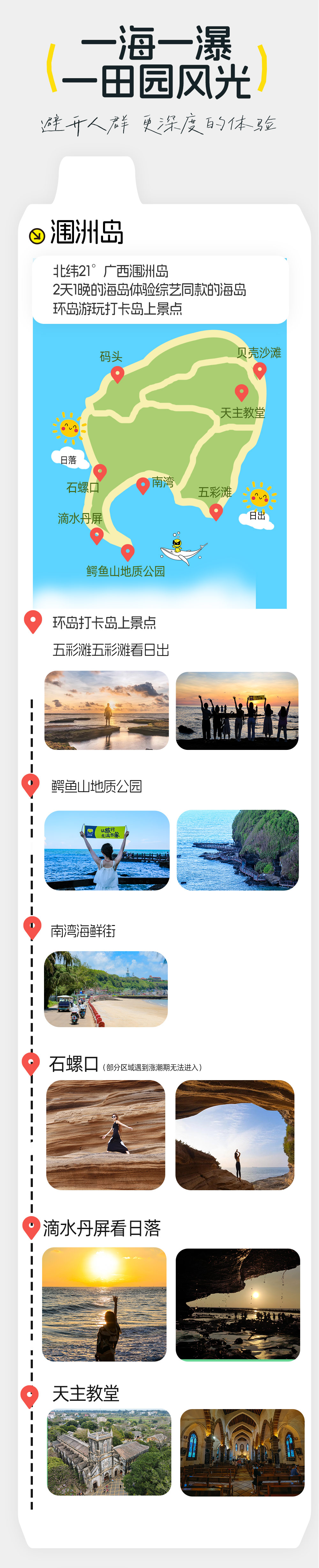 浪漫广西 | 崇左明仕，德天，涠洲岛度假6日 - 德天瀑布丰水期 | 涠洲岛环岛深度游丨连住2晚涠洲岛丨入住明仕山庄丨2025新增峒那屿湾 | 桂西南小众田园山水